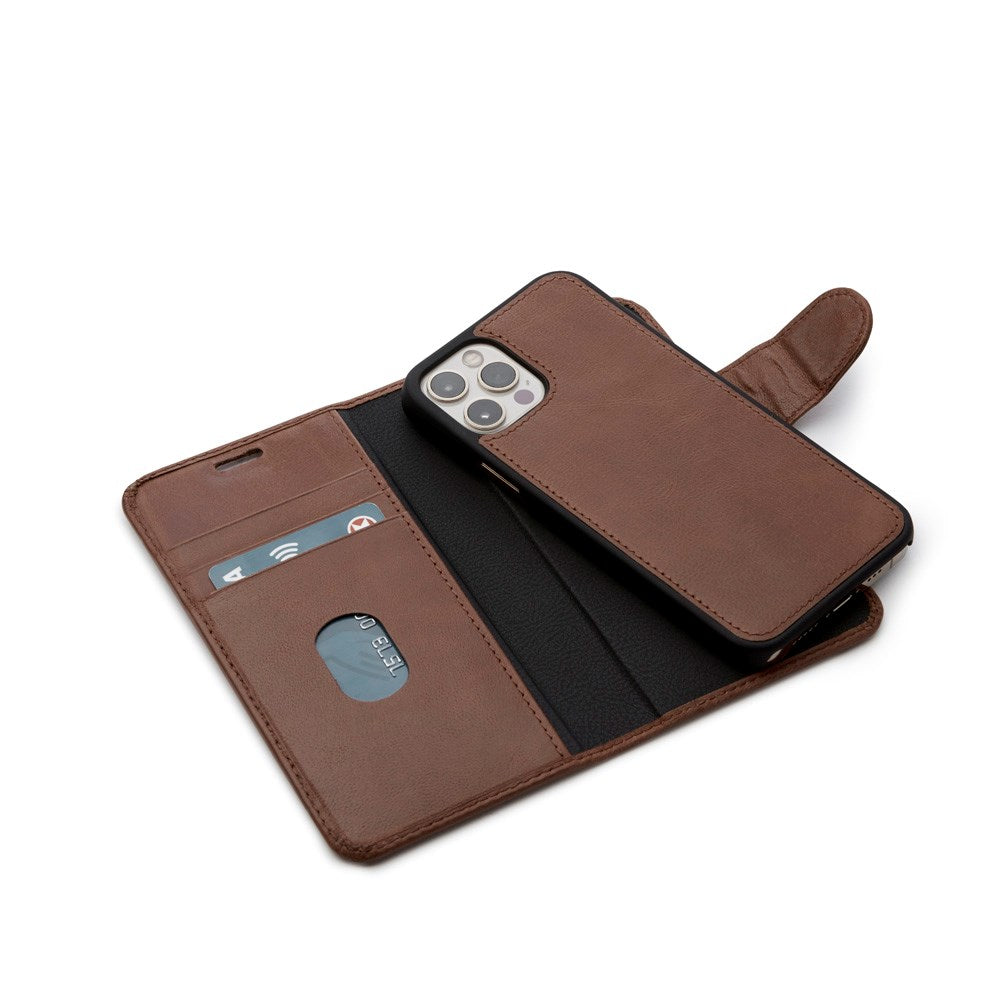 Trunk iPhone 12 Pro Max Ægte Læder Flip Cover m. Aftageligt Bagsidecover - Brun