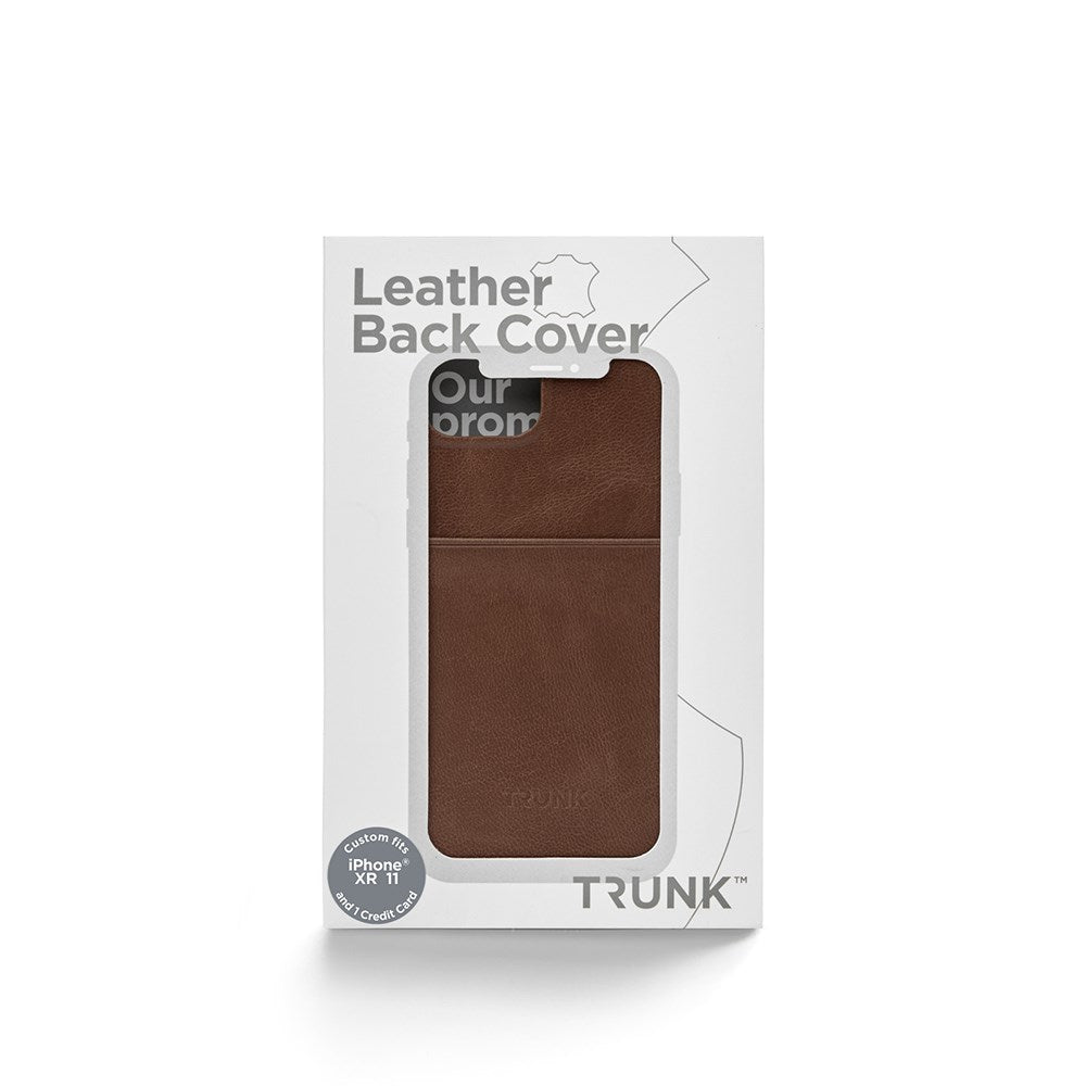 Trunk iPhone 11 / XR Ægte Læder Cover m. Kortlomme - Brun