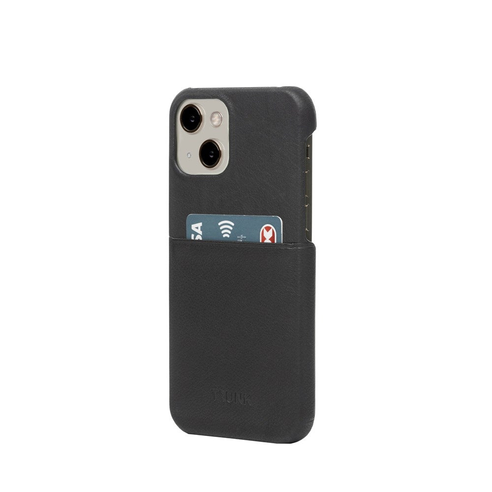 Trunk iPhone 13 Mini Ægte Læder Cover m. Kortlomme - Sort