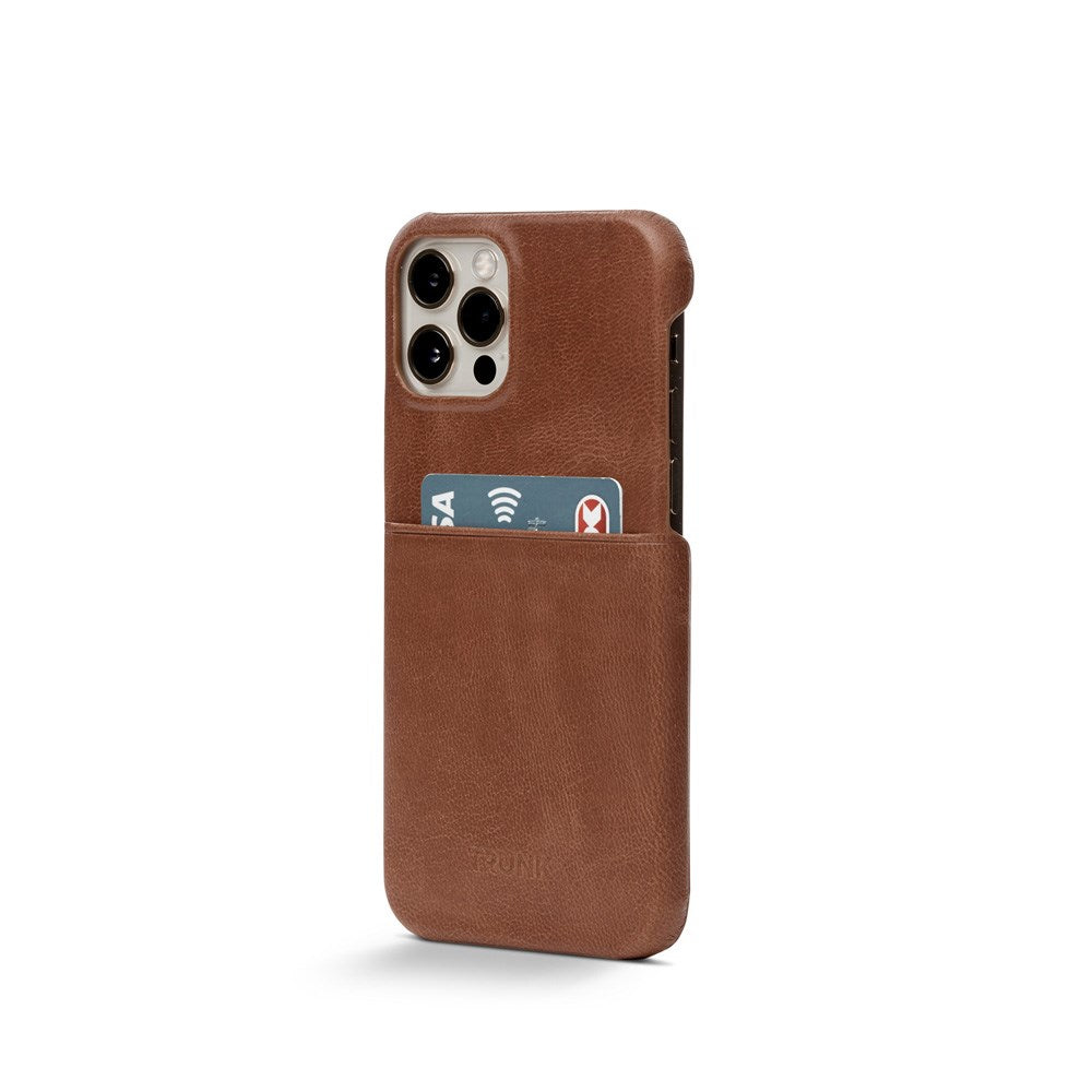 Trunk iPhone 13 Mini Ægte Læder Cover m. Kortlomme - Brun