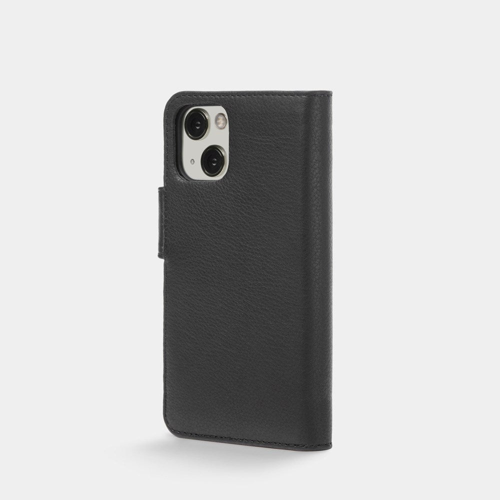 Trunk iPhone 13 Mini Ægte Læder Flip Cover m. Aftageligt Bagsidecover - Sort
