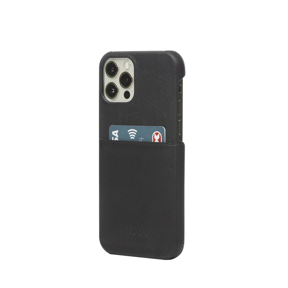 Trunk iPhone 13 Pro Ægte Læder Cover m. Kortlomme - Sort