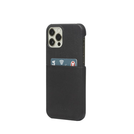 Trunk iPhone 13 Pro Ægte Læder Cover m. Kortlomme - Sort