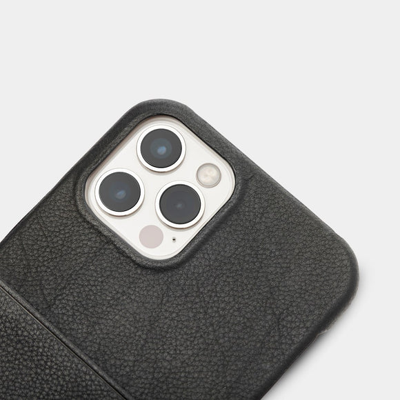 Trunk iPhone 13 Pro Ægte Læder Cover m. Kortlomme - Sort