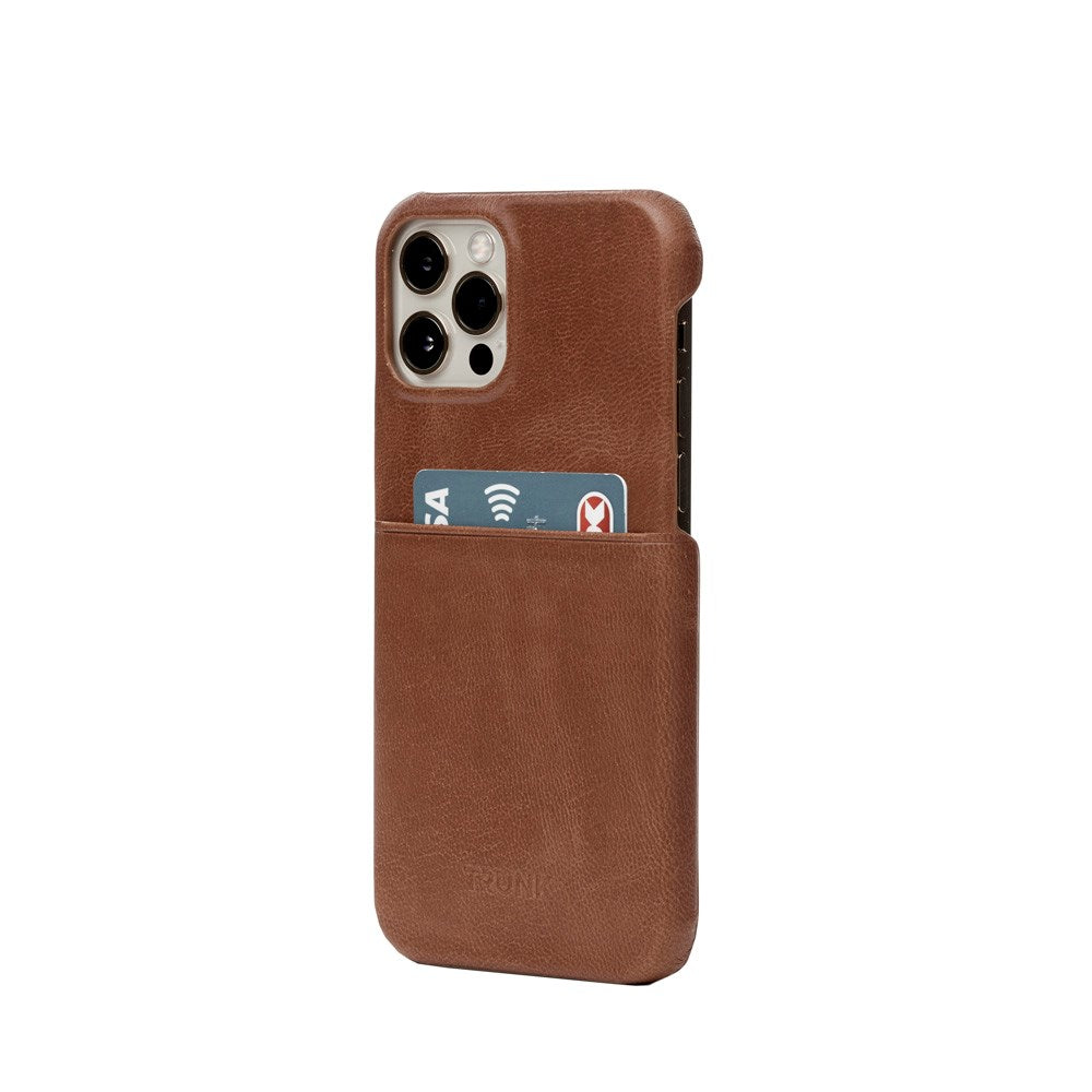 Trunk iPhone 13 Pro Ægte Læder Cover m. Kortlomme - Brun