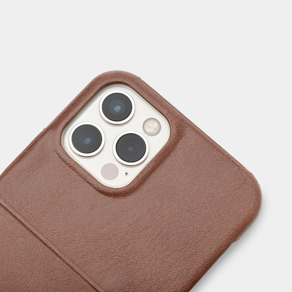 Trunk iPhone 13 Pro Ægte Læder Cover m. Kortlomme - Brun