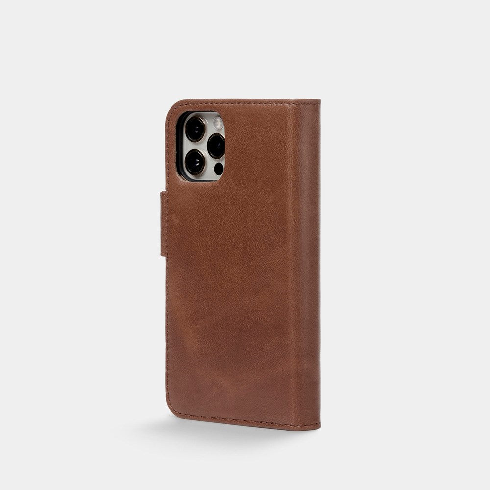 Trunk iPhone 13 Pro Ægte Læder Flip Cover m. Aftageligt Bagsidecover - Brun