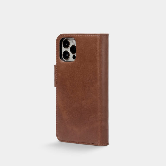 Trunk iPhone 13 Pro Ægte Læder Flip Cover m. Aftageligt Bagsidecover - Brun