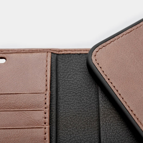 Trunk iPhone 13 Pro Ægte Læder Flip Cover m. Aftageligt Bagsidecover - Brun