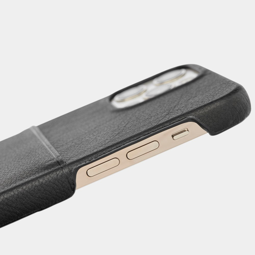 Trunk iPhone 13 Ægte Læder Cover m. Kortlomme - Sort