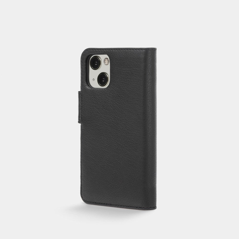 Trunk iPhone 13 Ægte Læder Flip Cover m. Aftageligt Bagsidecover - Sort