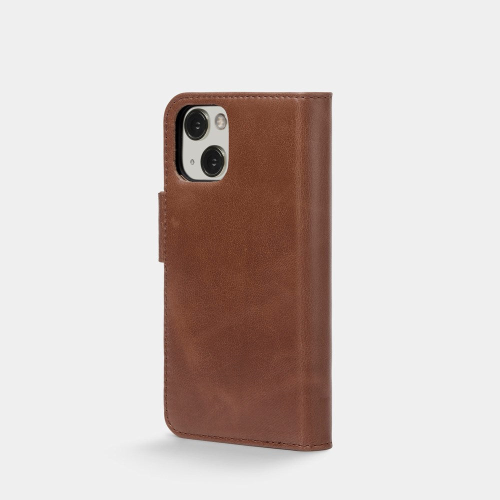 Trunk iPhone 13 Ægte Læder Flip Cover m. Aftageligt Bagsidecover - Brun