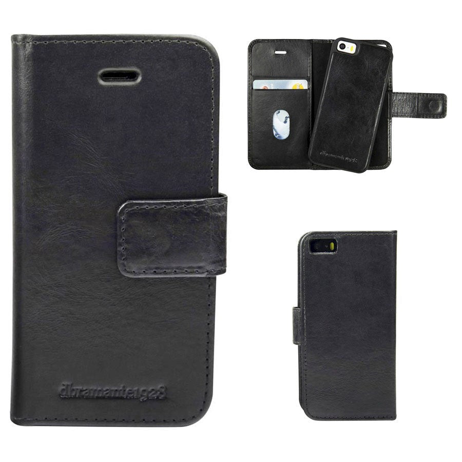iPhone SE / 5 / 5s dbramante1928 Lynge Ægte Læder Cover m. Magnet - Sort