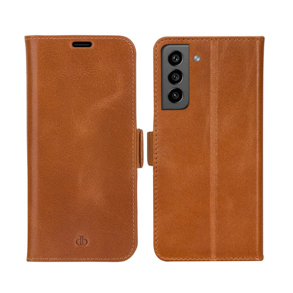Samsung Galaxy S21 FE dbramante1928 Copenhagen Slim Ægte Læder Flip Cover m. Pung - Tan