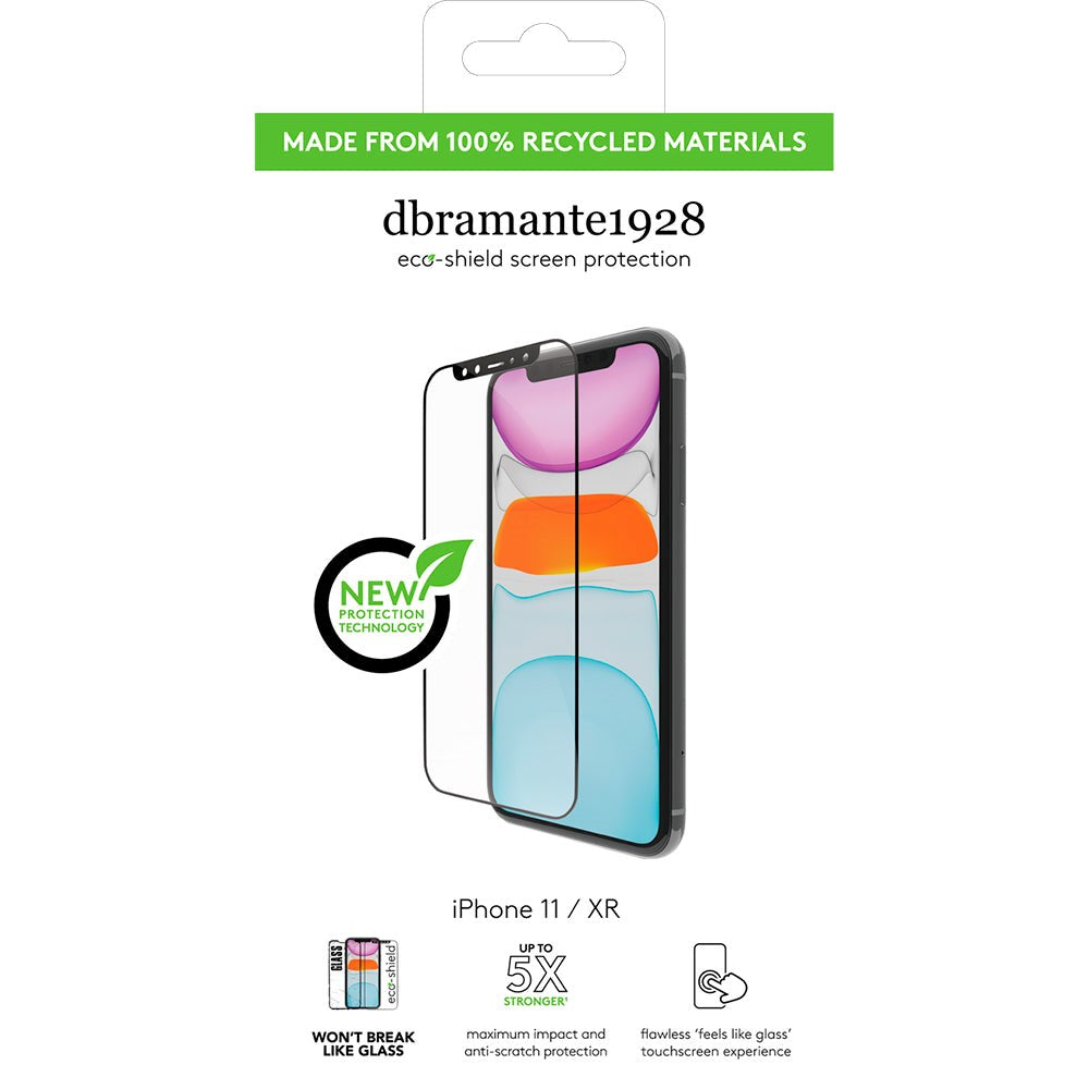 iPhone 11 / XR dbramante1928 Eco-Shield Skærmbeskyttelse m. Monteringsramme - Sort Kant