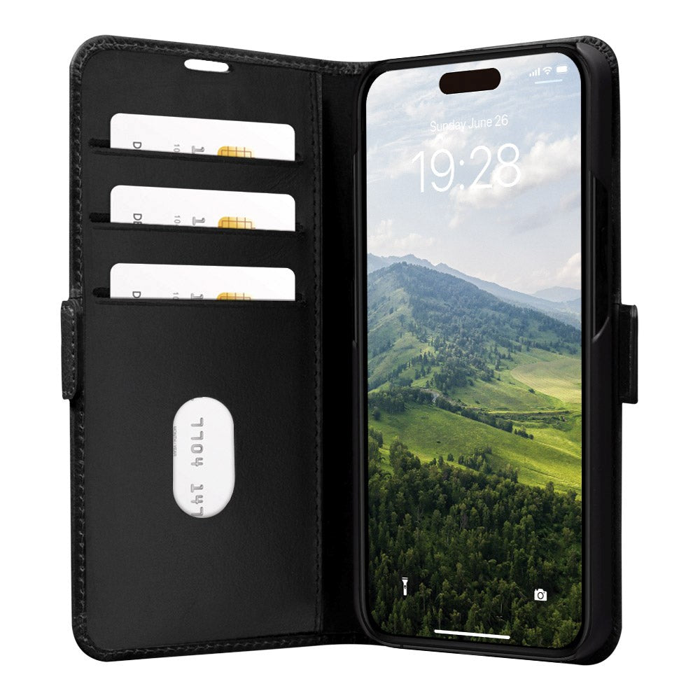 iPhone 15 Pro dbramante1928 Copenhagen Slim Ægte Læder Cover m. Pung - Black