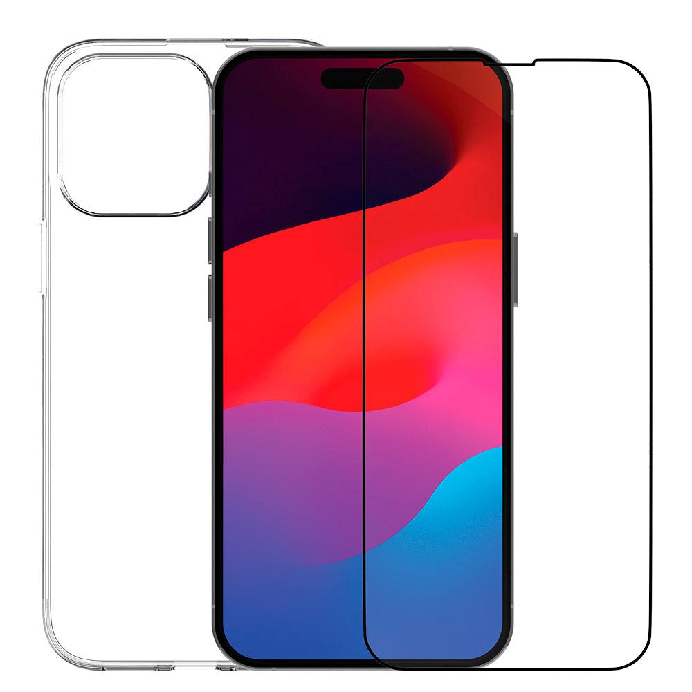 iPhone 15 Pro Max dbramante1928 360 Protection Eco Bundle - Cover & Skærmbeskyttelse - Gennemsigtig / Sort Kant
