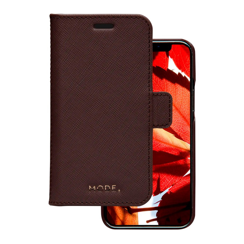 iPhone 12 Mini dbramante1928 New York 2-i-1 Ægte Læder Flip Cover - Dark Chocolate
