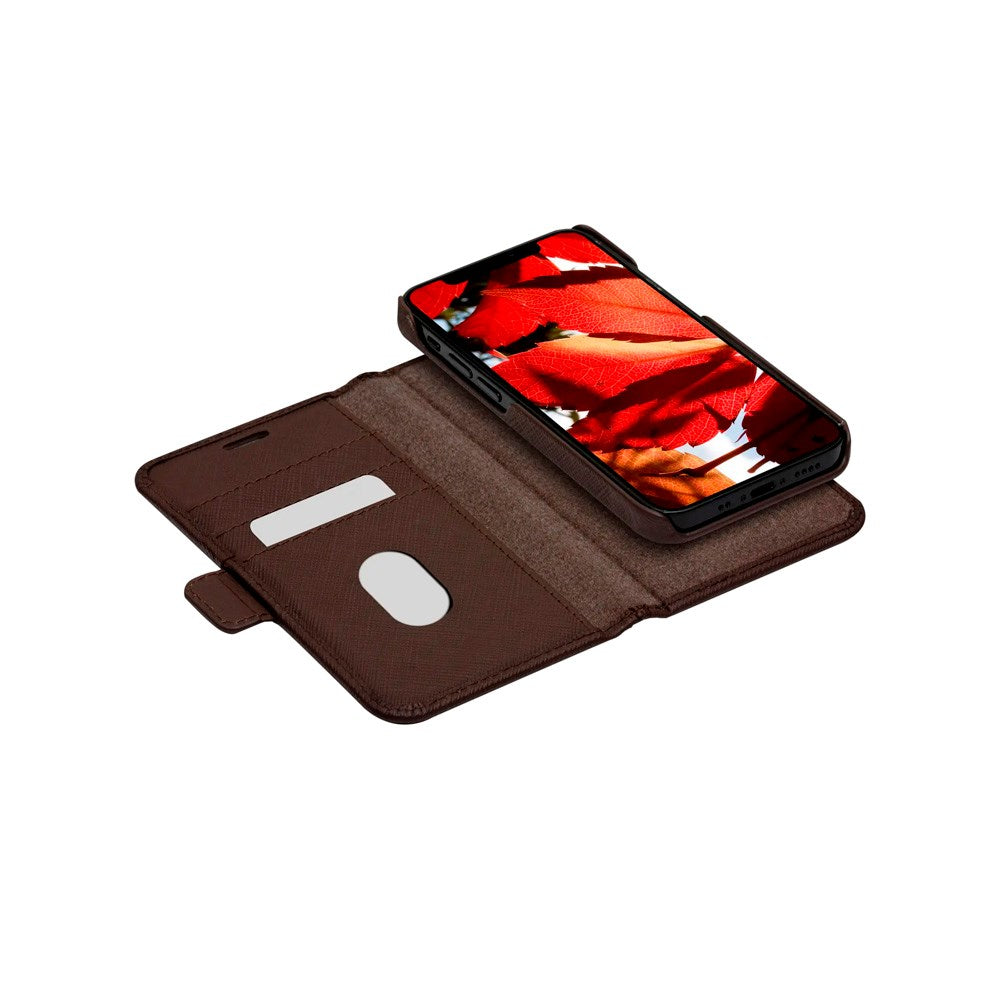 iPhone 12 Mini dbramante1928 New York 2-i-1 Ægte Læder Flip Cover - Dark Chocolate