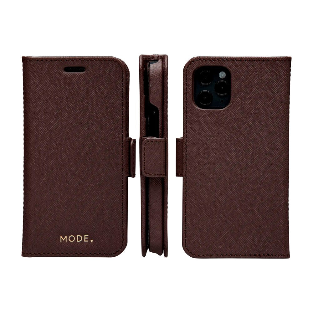 iPhone 12 Mini dbramante1928 New York 2-i-1 Ægte Læder Flip Cover - Dark Chocolate