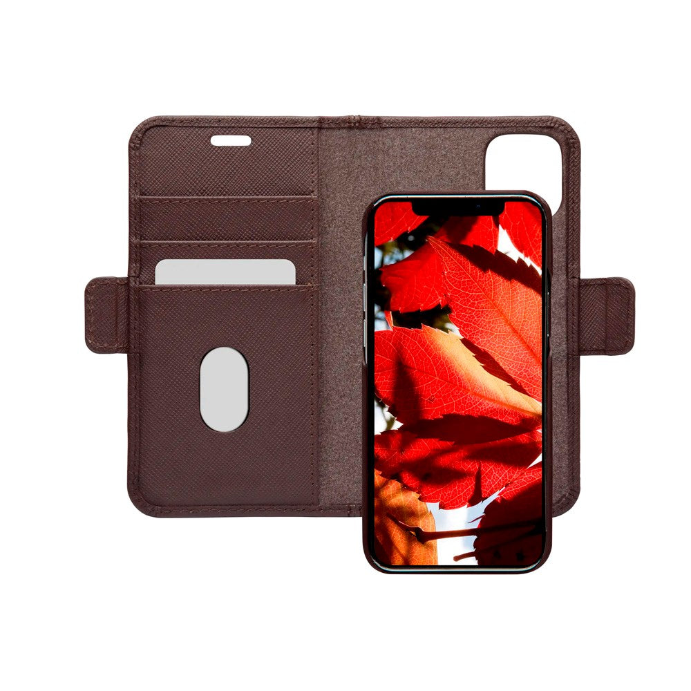 iPhone 12 Mini dbramante1928 New York 2-i-1 Ægte Læder Flip Cover - Dark Chocolate