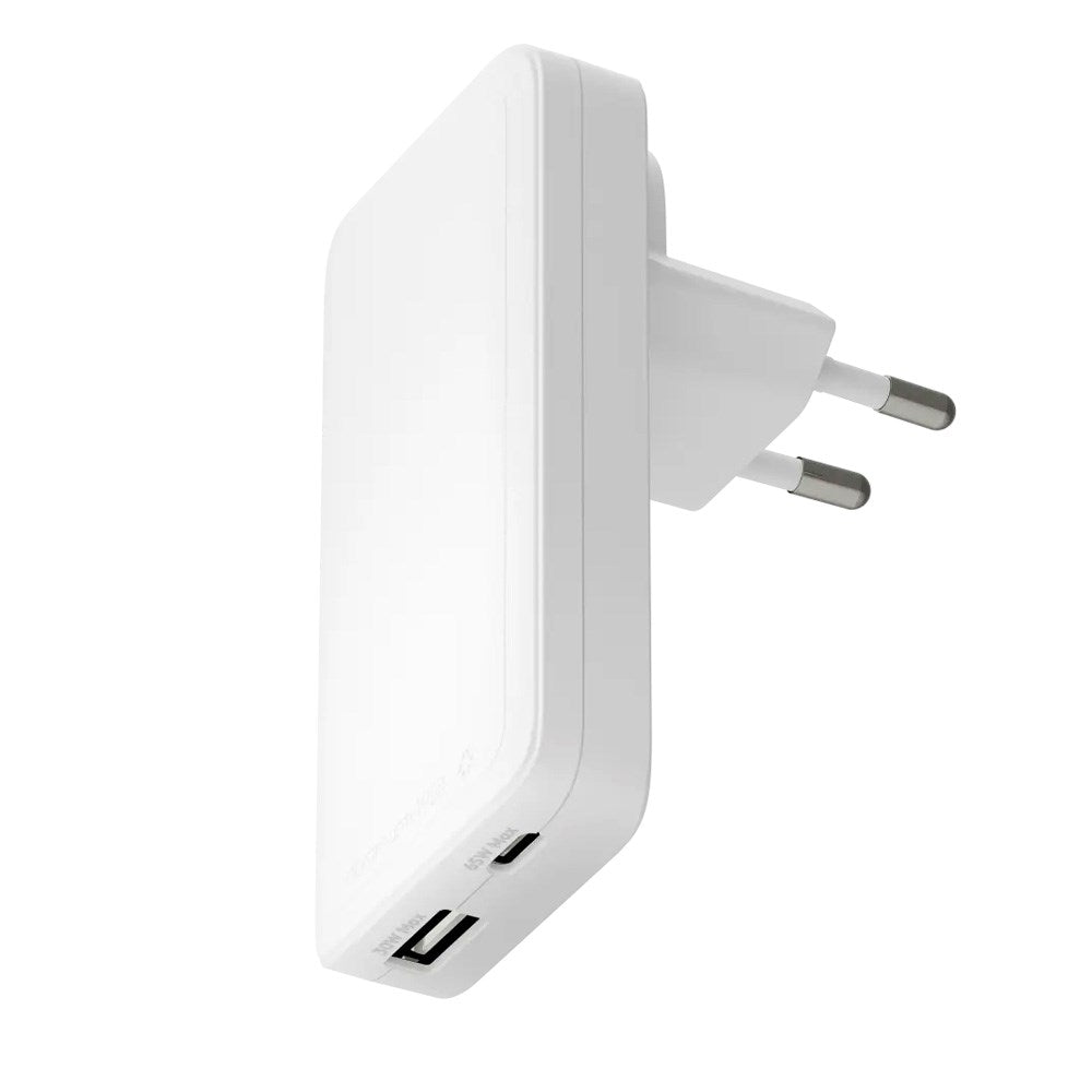 dbramante1928 Slim Vægoplader m. 1x USB-C 65W & 1x USB-A 30W - Hvid