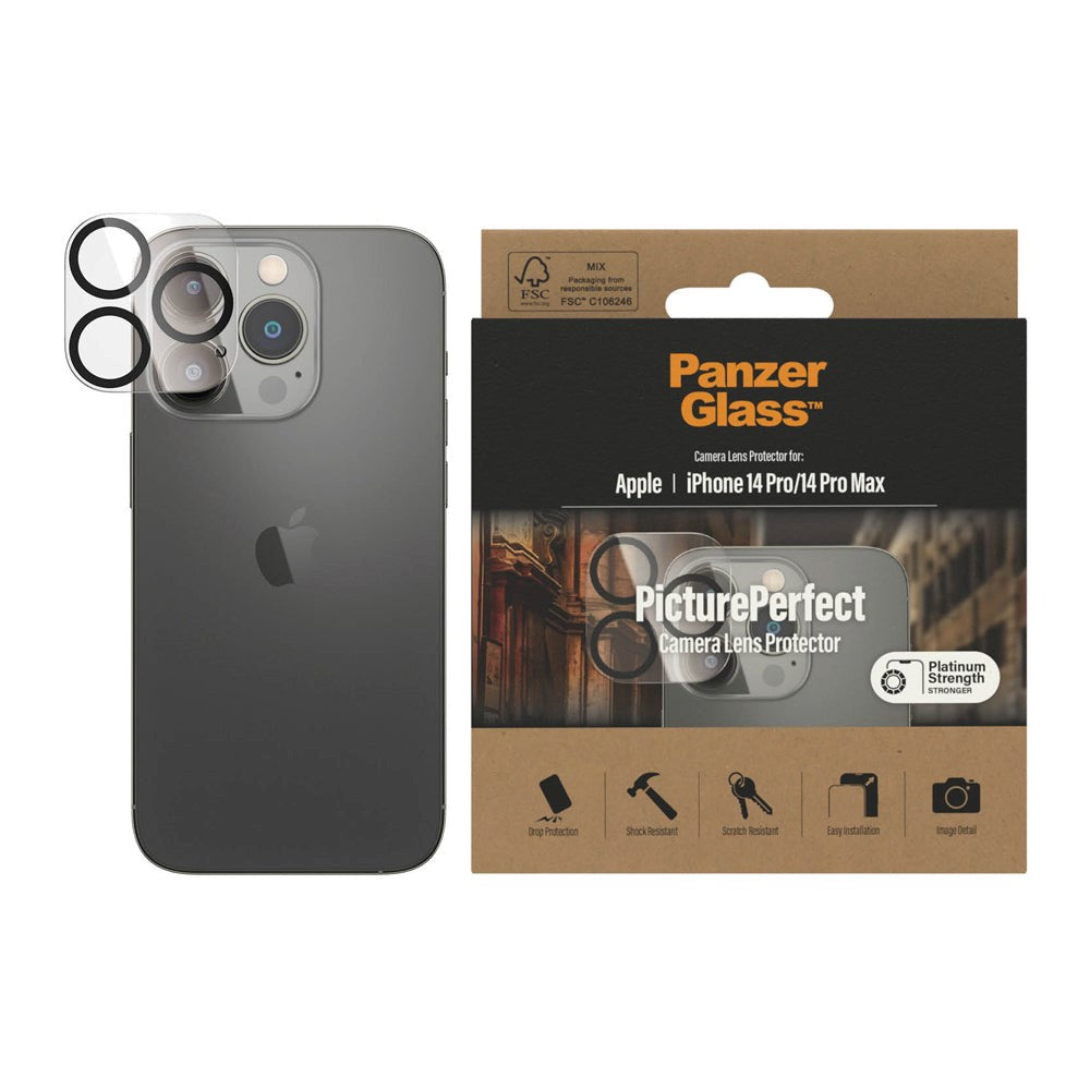 iPhone 14 Pro / 14 Pro Max PanzerGlass PicturePerfect - Kamerabeskyttelse - Gennemsigtig / Sort
