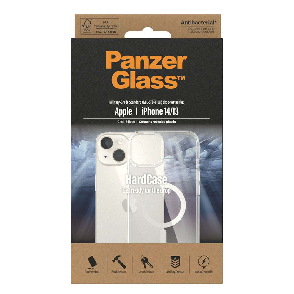 iPhone 14 / 13 Cover PanzerGlass HardCase Antibakteriel - MagSafe Kompatibel - Gennemsigtig