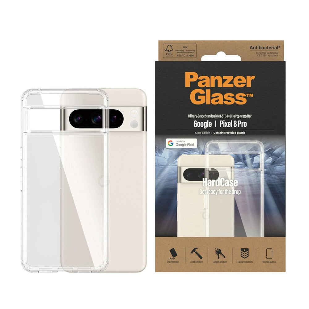 Google Pixel 8 Pro Cover PanzerGlass HardCase Antibakteriel - Gennemsigtig
