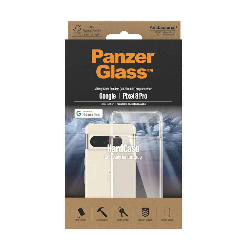 Google Pixel 8 Pro Cover PanzerGlass HardCase Antibakteriel - Gennemsigtig