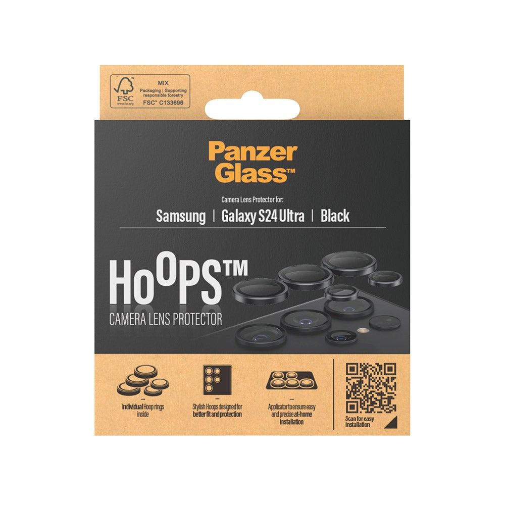 Samsung Galaxy S24 Ultra PanzerGlass Hoops - Kamerabeskyttelse - Gennemsigtig / Sort