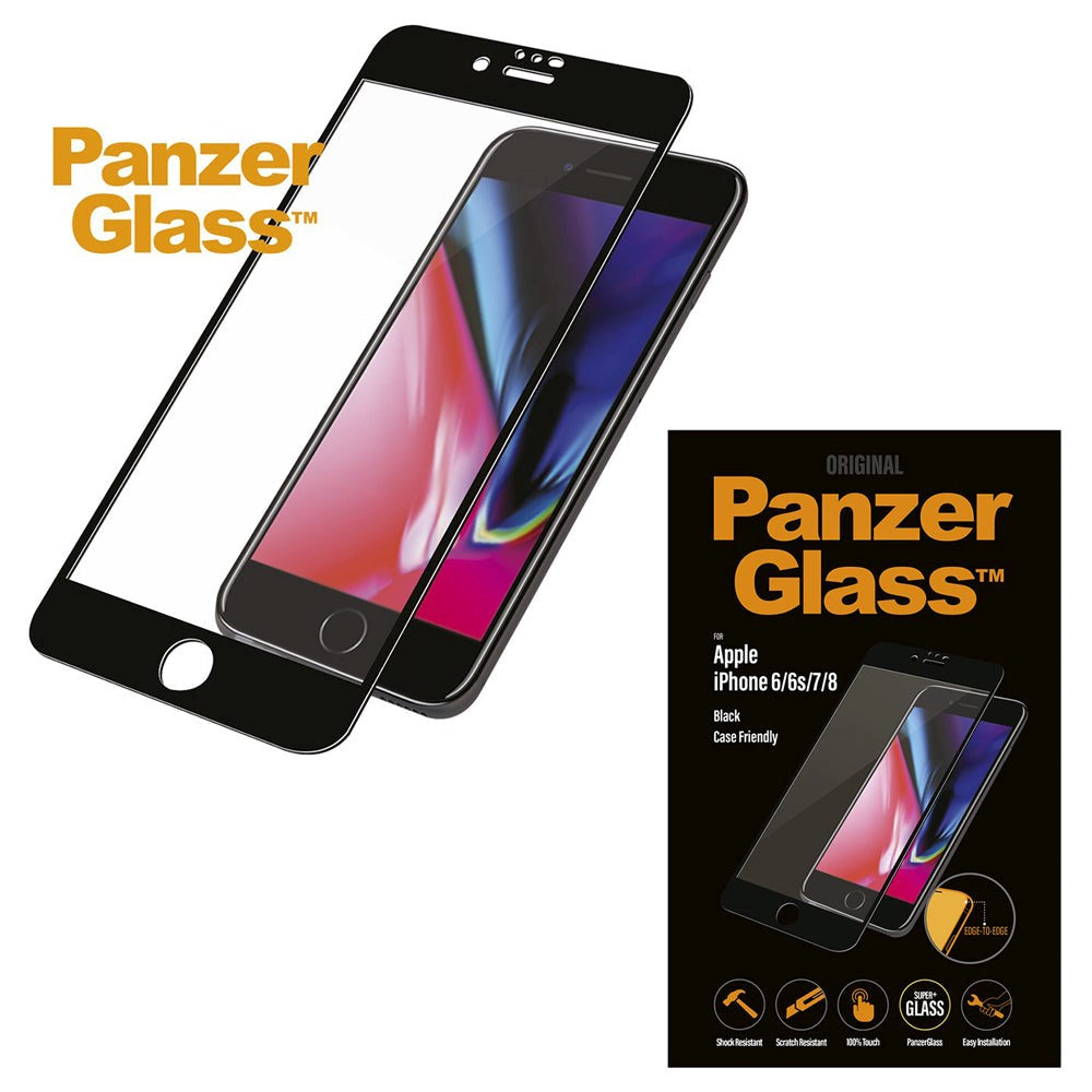 iPhone SE (2022/2020) / 8 / 7 / 6 / 6s PanzerGlass Skærmbeskyttelse - Case Friendly - Sort