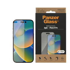 iPhone 14 Pro PanzerGlass AntiBacterial Classic Fit Skærmbeskyttelse - Platinum Strength - Gennemsigtig
