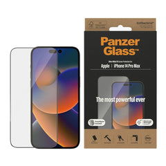 iPhone 14 Pro Max PanzerGlass AntiBacterial Ultra-Wide Fit Skærmbeskyttelse - EasyAligner - Diamond Strength - Gennemsigtig / Sort Kant