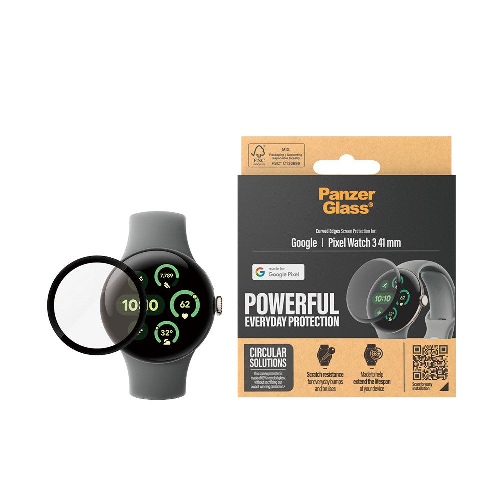 Google Pixel Watch 3 (41mm) PanzerGlass  Hærdet Glas - Sort Kant