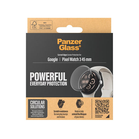 Google Pixel Watch 3 (45mm) PanzerGlass  Hærdet Glas - Sort Kant