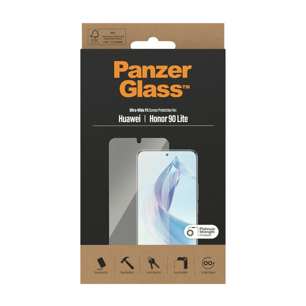 Honor 90 Lite PanzerGlass Ultra Wide Fit Skærmbeskyttelse - Platinum Strength - Sort Kant