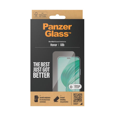 Honor X8b PanzerGlass Ultra Wide Fit Skærmbeskyttelse - Platinum Strength - Sort Kant