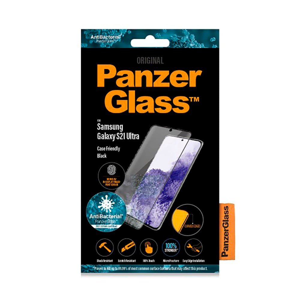 Samsung Galaxy S21 Ultra PanzerGlass AntiBacterial Fingerprint Skærmbeskyttelse - Case Friendly - Sort