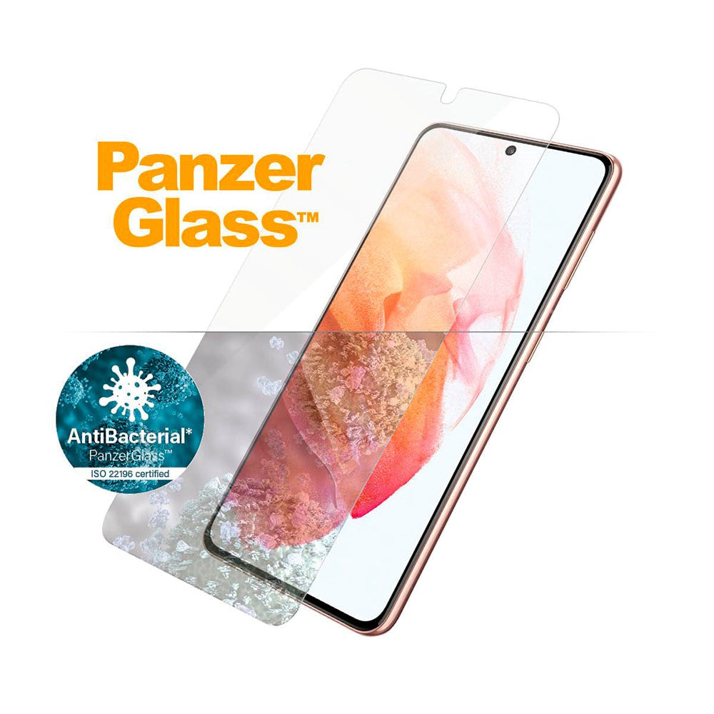 Samsung Galaxy S21 PanzerGlass AntiBacterial Edge-to-Edge Ultrasonic Fingerprint Skærmbeskyttelse - Case Friendly - Gennemsigtig