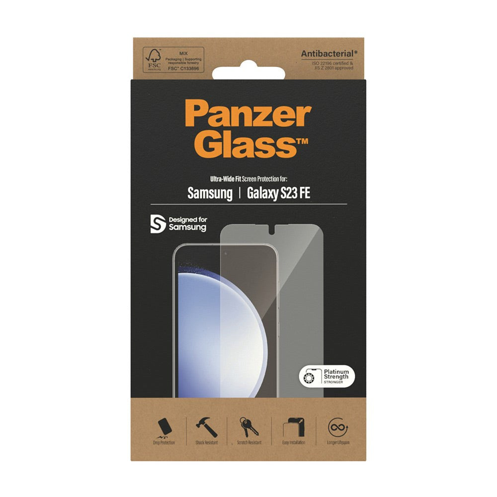 Samsung Galaxy 23 FE PanzerGlass Ultra Wide Fit Skærmbeskyttelse - Platinum Strength - Gennemsigtig