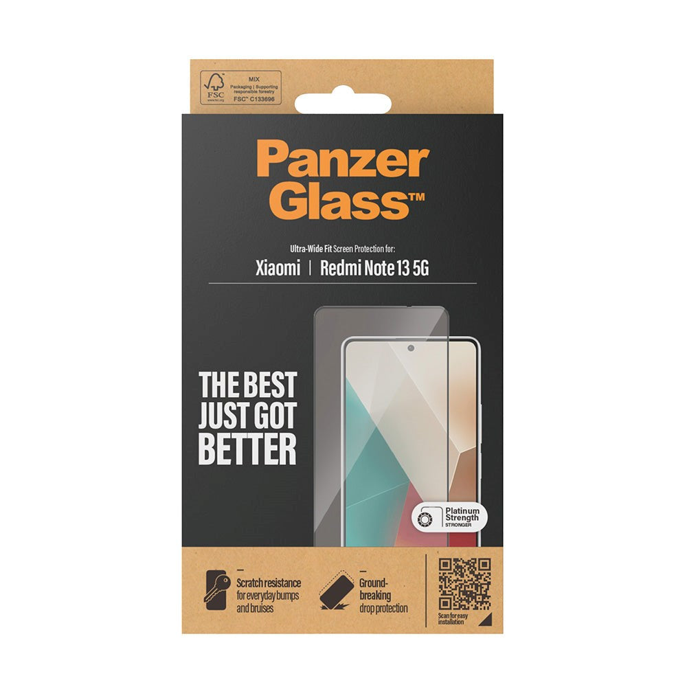 Xiaomi Redmi Note 13 (5G) PanzerGlass Ultra Wide Fit Skærmbeskyttelse - Platinum Strength - Sort Kant