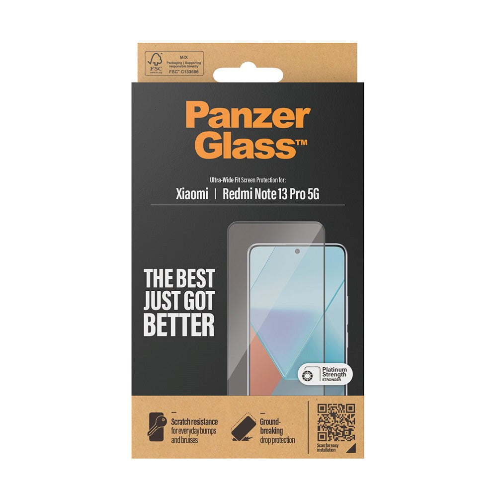 Xiaomi Redmi Note 13 Pro (5G) PanzerGlass Ultra Wide Fit Skærmbeskyttelse - Platinum Strength - Sort Kant