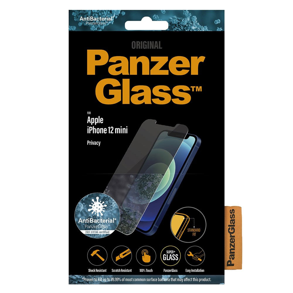 iPhone 12 Mini PanzerGlass AntiBacterial Standard Fit Skærmbeskyttelse - Privacy Glass - Gennemsigtig