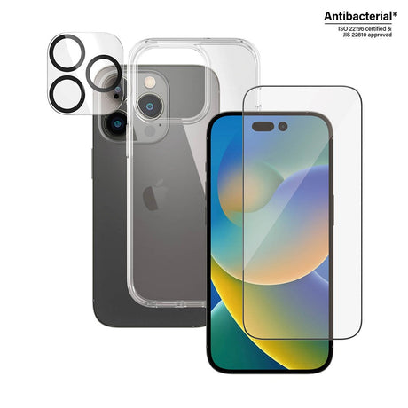 iPhone 14 Pro PanzerGlass 3-i-1 Bundle m. EasyAligner - Cover / Skærmbeskyttelse (UWF) / Kamerabeskyttelse - Gennemsigtig