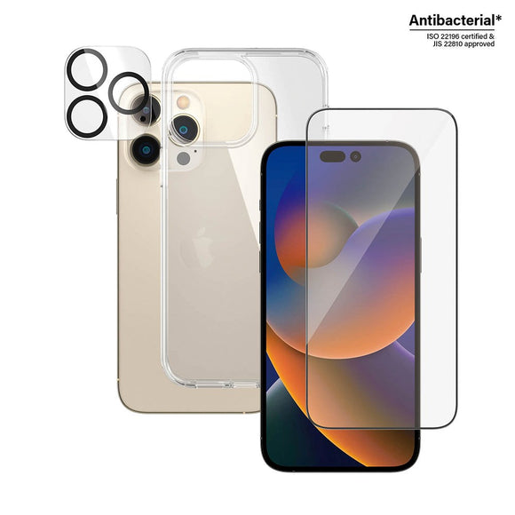 iPhone 14 Pro Max PanzerGlass 3-i-1 Bundle m. EasyAligner - Cover / Skærmbeskyttelse (UWF) / Kamerabeskyttelse - Gennemsigtig