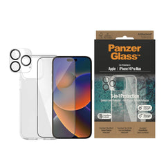iPhone 14 Pro Max PanzerGlass 3-i-1 Bundle m. EasyAligner - Cover / Skærmbeskyttelse (UWF) / Kamerabeskyttelse - Gennemsigtig