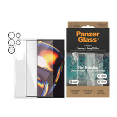Samsung Galaxy S23 Ultra PanzerGlass 3-i-1 Bundle m. EasyAligner - Cover / Skærmbeskyttelse (UWF) / Kamerabeskyttelse - Gennemsigtig