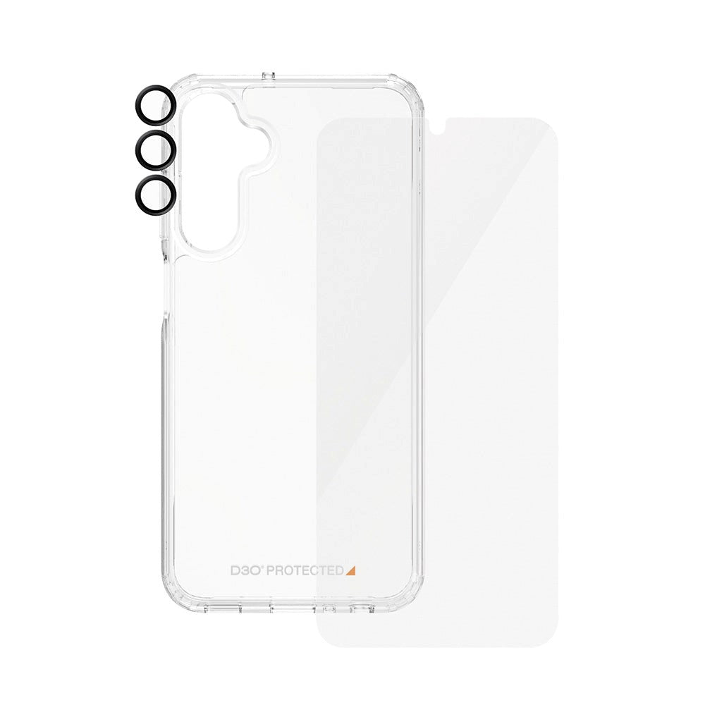 Samsung Galaxy A25 (5G) PanzerGlass 3-i-1 Bundle m. EasyAligner - D3O Bio Hardcase Cover / Skærmbeskyttelse (UWF) / Hoops Kamerabeskyttelse - Gennemsigtig / Sort
