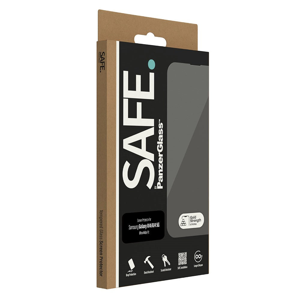 Samsung Galaxy A14 / A14 (5G) Safe By PanzerGlass® Ultra-Wide Fit Skærmbeskyttelse - Case Friendly - Gold Strength - Gennemsigtig